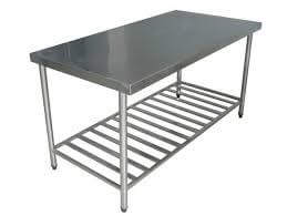 Bàn chế biến 2 tầng inox 100%