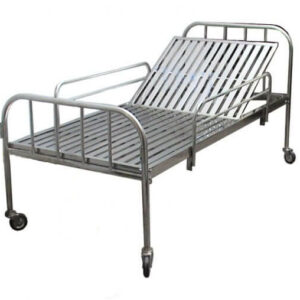 Giường inox nâng đầu có bánh xe + Lan can