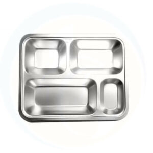Khay Đựng Cơm 4 Ngăn Inox 201 Có Nắp KC201-4