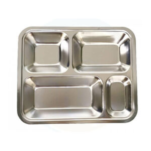 Khay Đựng Cơm 4 Ngăn Inox 304 Có Nắp KC304-4