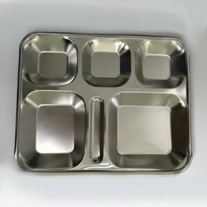 Khay Đựng Cơm 6 Ngăn Inox 304 Có Ngăn Đựng Tăm KC304-6