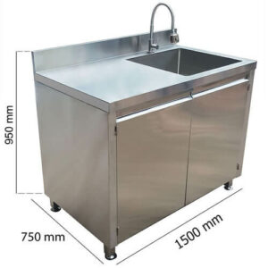 Tủ inox 1 bồn rửa 1500×750 mm